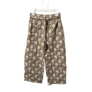 Rylee + Cru Kids Olive Floral Gauze Wide Leg Pants Size 10-12Y Drawstring Boho